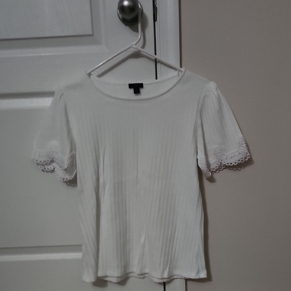 White Lace Sleeve Women's Top